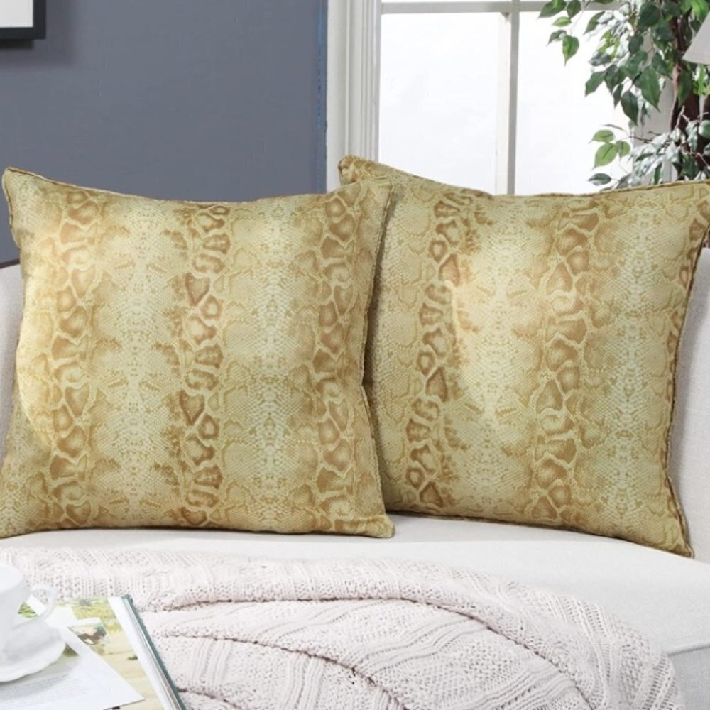 Set of 2 Gold Throw Pillow Covers Gold Ombre Geometric Decorative Square 18x18